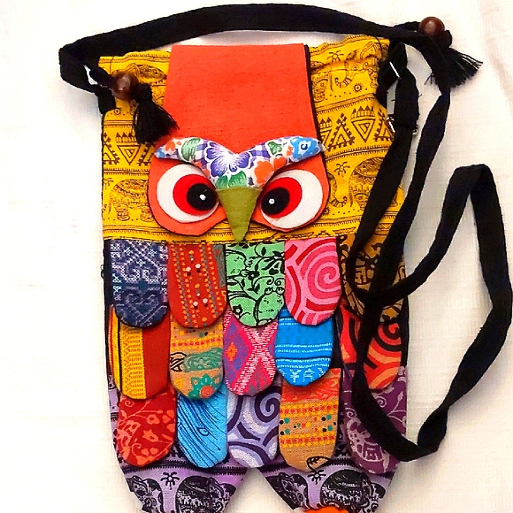 Owl Colorful Funky quirky Whimsical Boho Kids Bag fabric